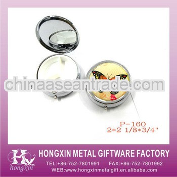 2013 New Product P-160 Butterfly Round Metal Pretty Plastic Weekly Pill Box