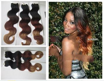 2013 New Style 22" #1b#33#27 Body Wave Ombre Color, Peruvian human hair weaving