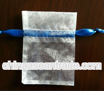 2013 cute white drawstring organza pouch