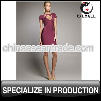 2013 fashion ladies cap sleeve crisscross stripe v neck bandage dress