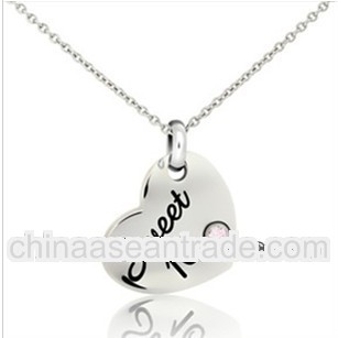 2013 heart-shape pendant with diamond stainless steel jewelry