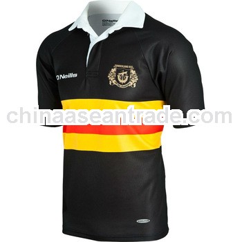 2013 hot sell professional team rugby jersey,black/yellow rugby shirt