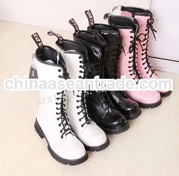2013 ladies elegant fashion combat boots front lace up boots girls combat boot