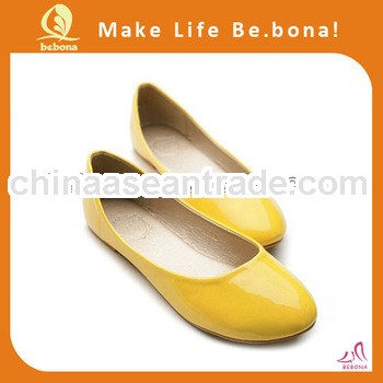 2013 most popular OEM ladies Shining PU upper flat Office Shoes