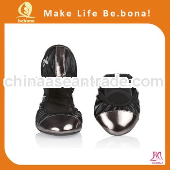 2013 new arrival easy carry ladies foldable ballet shoes with zipper bag