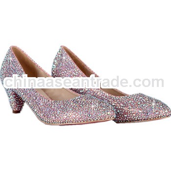 2013 new fashion pink crystal wedding shoes