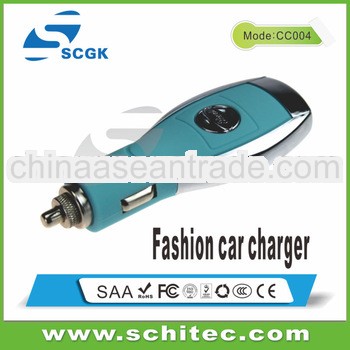 2013 new hot oem logo car charger with blister packing for iphone