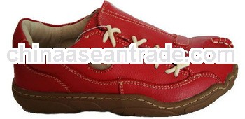2013 new model stocklot women red upper leather casual shoes