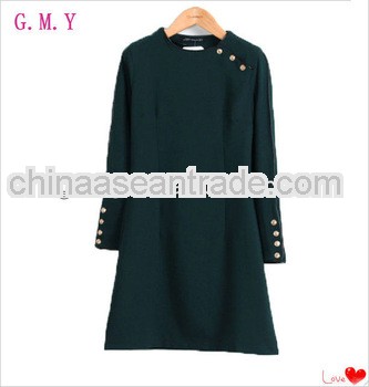 2013 new style army uniform design retro dress with sleeve