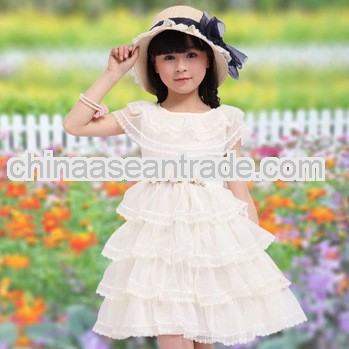 2013 new summer kids dress, sweet big girl dress, size 7 to 12 girl chiffon dress