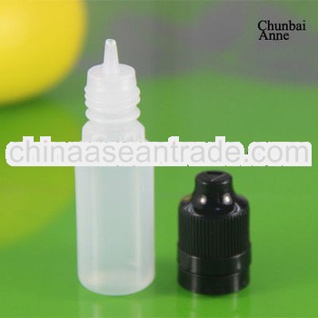 2013 popular vapor juice pe 15ml plastic dropper bottles with childproof tamper cap long tip