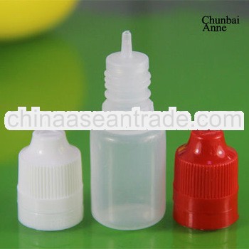 2013 popular vapor juice pe 5ml plastic dropper bottle with childproof tamper cap long tip