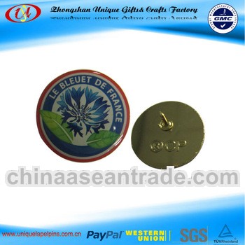 2013 silk printing brass lapel pin decorative pin