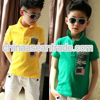 2013 summer turndown peaked lapel short sleeve cotton boys t shirt tb1013