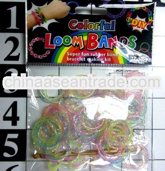 2013colorful rubber refills bands / glitter rainbow loom bands