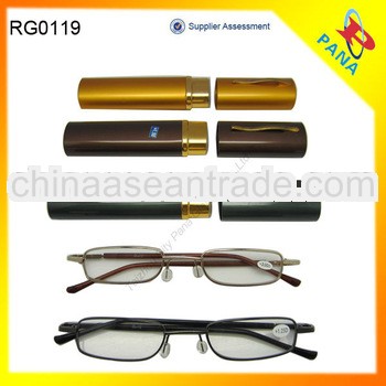 2014 Compact Slim Vision Tube Reading Glasses With Metal Case FDA CE OEM