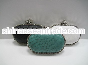 2014 Fashion Snake Print PU Clutch Bag Chain Detail