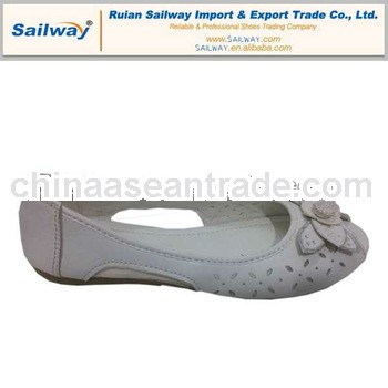 2014 Women Casual Flat Shoes White PU Upper Floweral PVC Sole Size 35 to 41