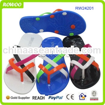 2014 fancy pvc girls nude children slippers