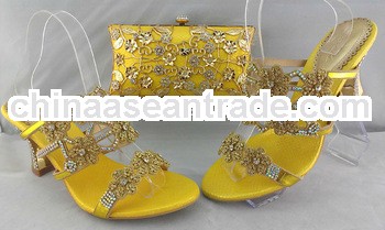 2014 new arrival italian ladies shoes and bag for party TSH-98 yellow