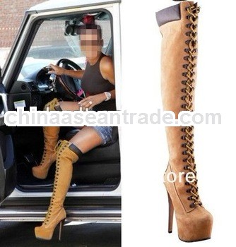 2014 winter gladiator platform boots women ! brand lace up thigh high boots