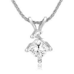 Platinum Princess Cut Diamond Solitaire Pendant (1/2 ct, G-H Color, VS2 Clarity)