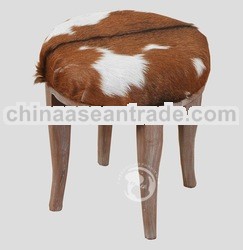CH 08020.000 "Bok" Stool goatskin mahogany dia.40x45cm Chocolate Oil