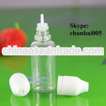 20ml clear eye dropper bottle with childproof cap and tamper evident cap with long thin tip