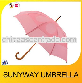 23''*8ribs pink women wooden stick umbrella windproof
