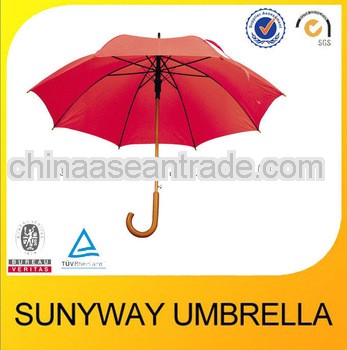 23''*8ribs red cheap wooden umbrella