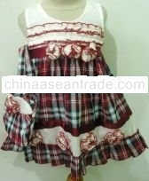 Three Flower Red Tartan Dress