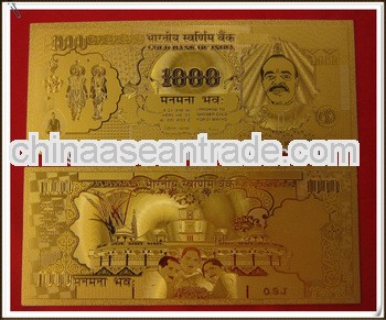 24k gold foil india currency banknote rupee currency