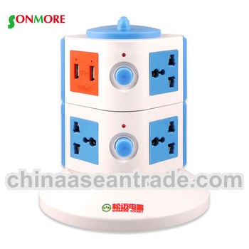 250V 10A universal Type Tower Power Strip Socket with usb