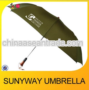 28''*8ribs wooden handle automatic auto open 2 fold golf umbrella