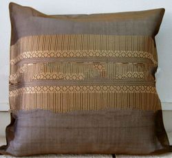Loas Silk Pillow Covers - Brown and Gold