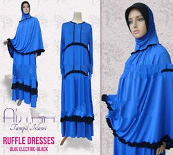 Ruffle Dresses Blue Electric - Black