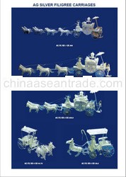 GENUINE 100% HAND MADE FILIGREE 925 SILVER LARGE 8 HORSE CARRIAGE