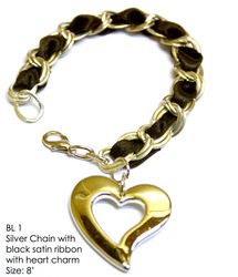 Metal & satin bracelet