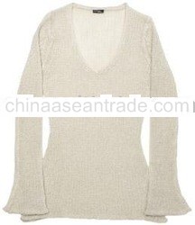 long rib v-neck sweater