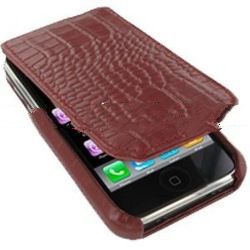 Leather Flip Type Case - Crocodile Pattern (Red)