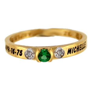 10k Name & Date Birthstone Ring With Diamond Accent