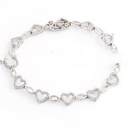 Heart Bracelet 18K white gold and diamond F IF 3EX GIA