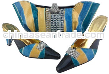 305-8blue Italy woman shoes matching crystal cluth wholesale price bag