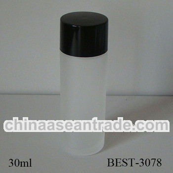30ml frost glass bottle with plastic stropper and black cap