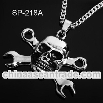 316L Stainless Steel Wrench Skull Pendant Jewelry