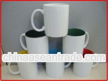 350ML V-shap ceramic coffee mugs with print for promotion