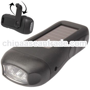 3 LED Hand-cranked Solar Power Flashlight
