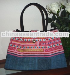 hmong fabric bag, hill triber patchwork fabric ladies handbag, hill tribe designed handbag, ladies h