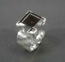 RFMN0050 - Sterling Silver Men Ring with Square Smoky Quartz
