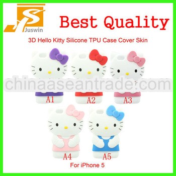 3d silicone hello kitty case for iphone 5 5G
